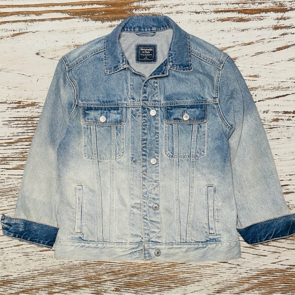 ABERCROMBIE & FITCH Denim Jacket Womens Medium Button Up Jean Jacket Long Sleeve